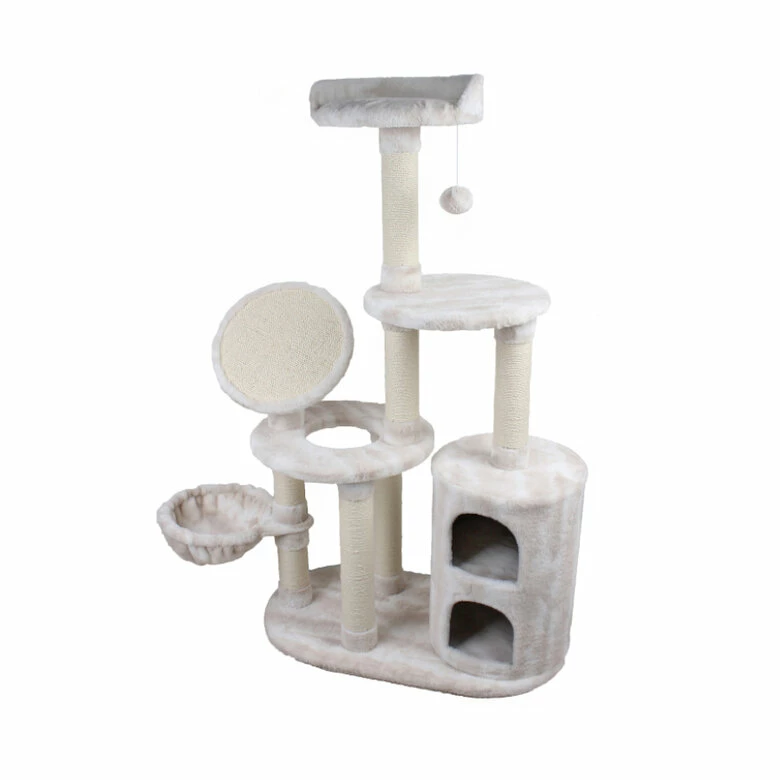 Nayeco Season Árbol Rascador Blanco De Tres Niveles Para Gatos 1 Nayeco Season Árbol Rascador Blanco De Tres Niveles Para Gatos